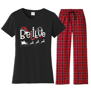 Believe In Santa Clause Christmas Women Girl Boy Women's Flannel Pajama Set