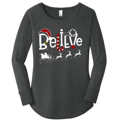 Believe In Santa Clause Christmas Women Girl Boy Women's Perfect Tri Tunic Long Sleeve Shirt