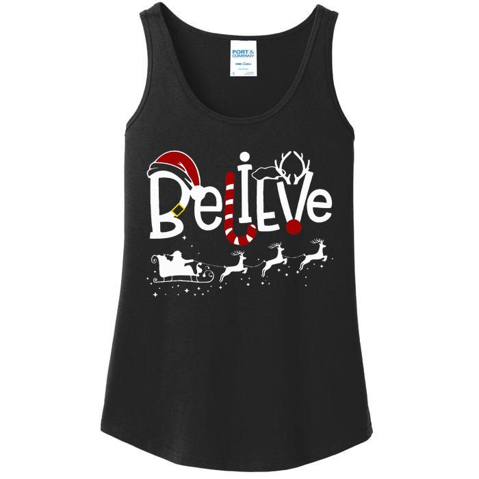 Believe In Santa Clause Christmas Women Girl Boy Ladies Essential Tank