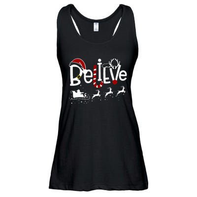 Believe In Santa Clause Christmas Women Girl Boy Ladies Essential Flowy Tank