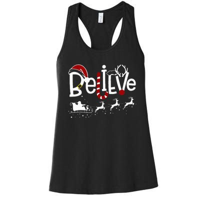 Believe In Santa Clause Christmas Women Girl Boy Women's Racerback Tank