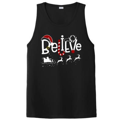 Believe In Santa Clause Christmas Women Girl Boy PosiCharge Competitor Tank