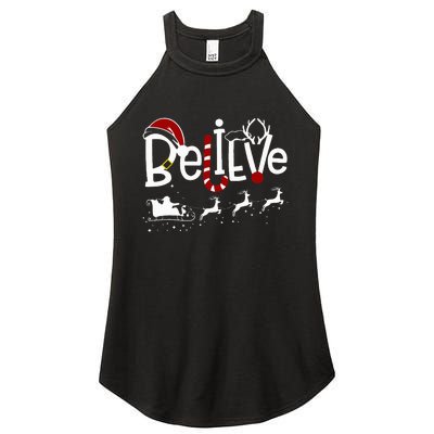 Believe In Santa Clause Christmas Women Girl Boy Women's Perfect Tri Rocker Tank