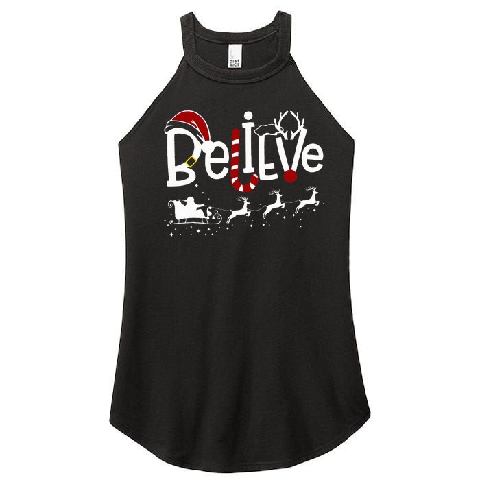 Believe In Santa Clause Christmas Women Girl Boy Women's Perfect Tri Rocker Tank