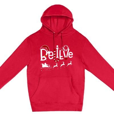 Believe In Santa Clause Christmas Women Girl Boy Premium Pullover Hoodie