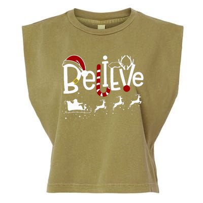 Believe In Santa Clause Christmas Women Girl Boy Garment-Dyed Women's Muscle Tee