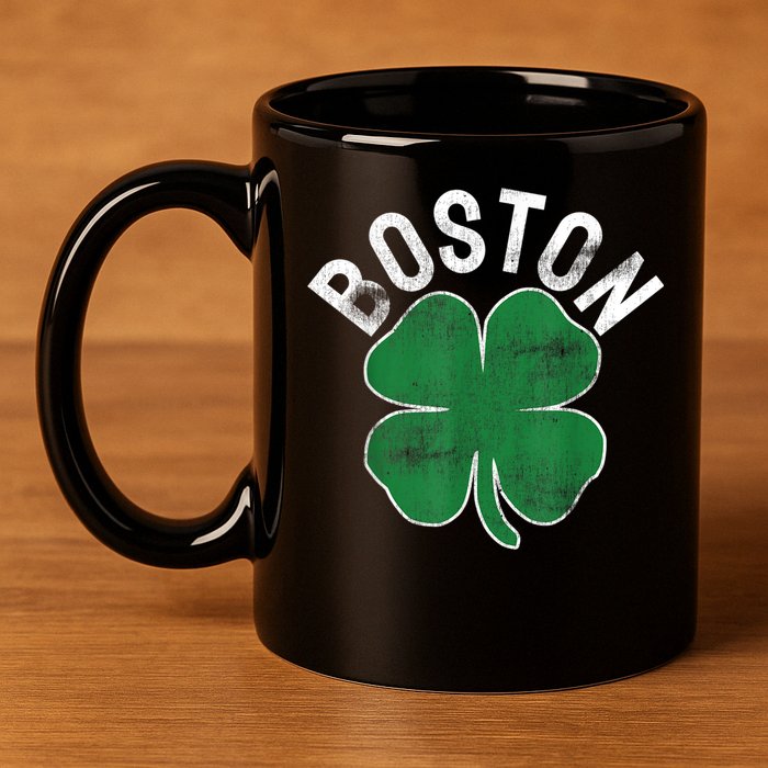 Boston Irish Shamrock St. Patrick's Day 11oz C Handle Ceramic Mug