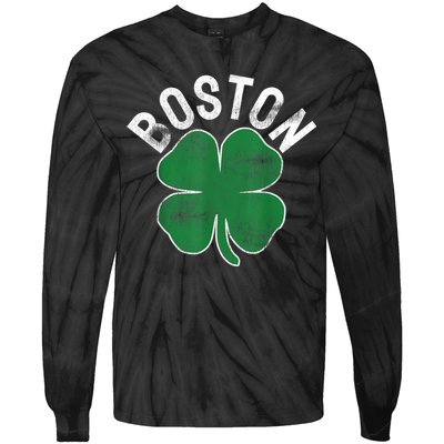 Boston Irish Shamrock St. Patrick's Day Tie-Dye Long Sleeve Shirt