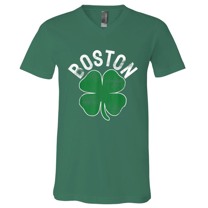 Boston Irish Shamrock St. Patrick's Day V-Neck T-Shirt