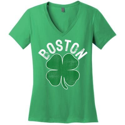 Boston Irish Shamrock St. Patrick's Day Women's V-Neck T-Shirt