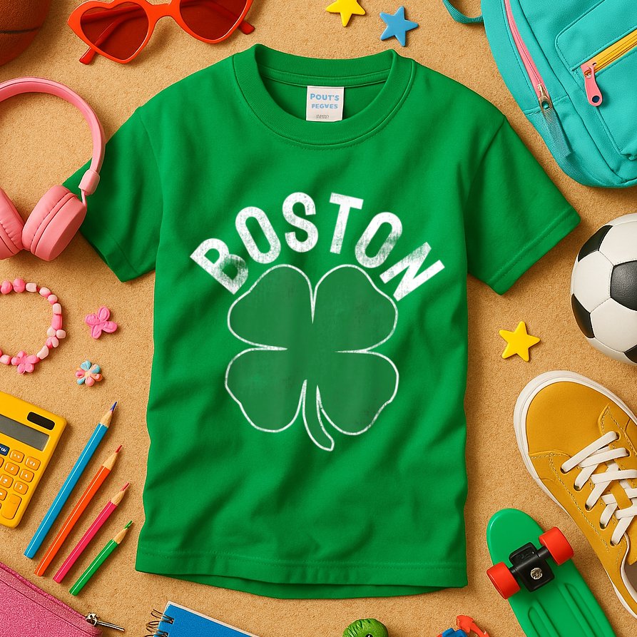 Boston Irish Shamrock St. Patrick's Day Kids T-Shirt