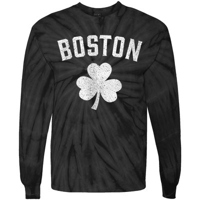 Boston Irish Shamrock St. Patrick's Day Tie-Dye Long Sleeve Shirt