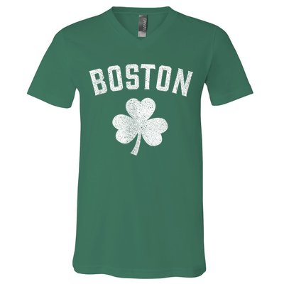 Boston Irish Shamrock St. Patrick's Day V-Neck T-Shirt