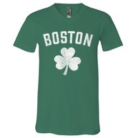 Boston Irish Shamrock St. Patrick's Day V-Neck T-Shirt