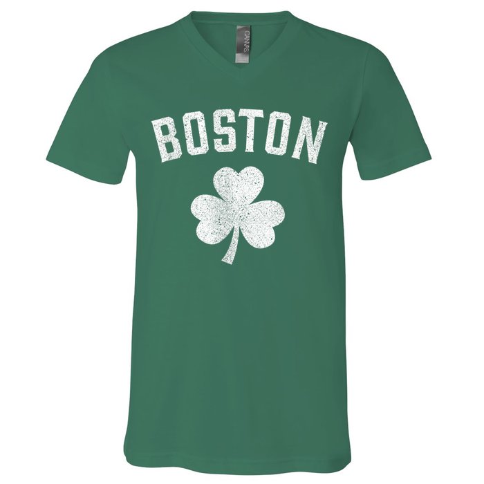 Boston Irish Shamrock St. Patrick's Day V-Neck T-Shirt