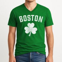 Boston Irish Shamrock St. Patrick's Day V-Neck T-Shirt