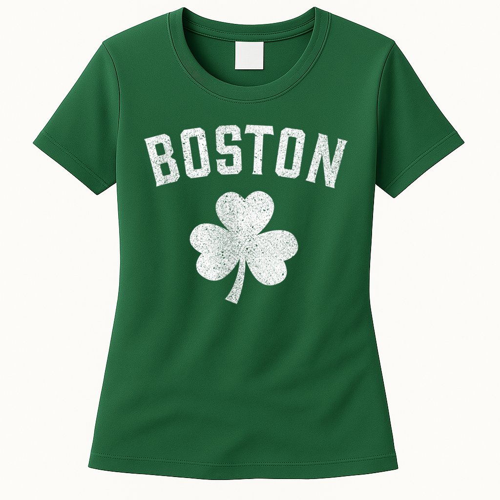 Boston Irish Shamrock St. Patrick's Day Womens T-Shirt