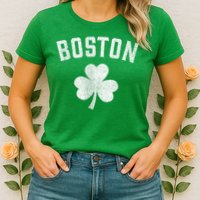 Boston Irish Shamrock St. Patrick's Day Womens T-Shirt