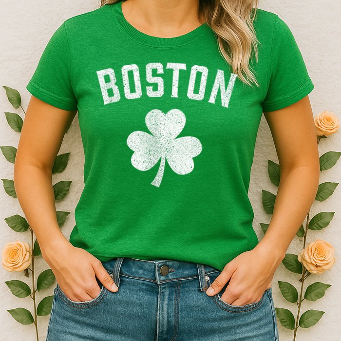 Boston Irish Shamrock St. Patrick's Day Womens T-Shirt