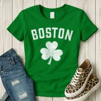 Boston Irish Shamrock St. Patrick's Day Womens T-Shirt