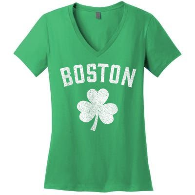 Boston Irish Shamrock St. Patrick's Day Women's V-Neck T-Shirt