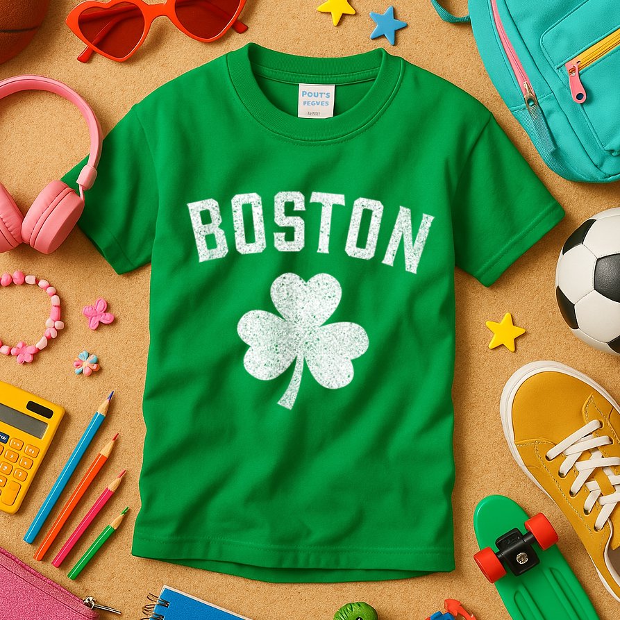 Boston Irish Shamrock St. Patrick's Day Kids T-Shirt
