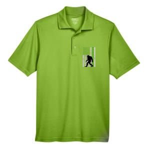 Bigfoot Irish St Patricks Day USA Flag Boy Sasquatch Men's Origin Performance Pique Polo