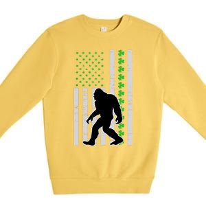 Bigfoot Irish St Patricks Day USA Flag Boy Sasquatch Premium Crewneck Sweatshirt