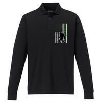 Bigfoot Irish St Patricks Day USA Flag Boy Sasquatch Performance Long Sleeve Polo