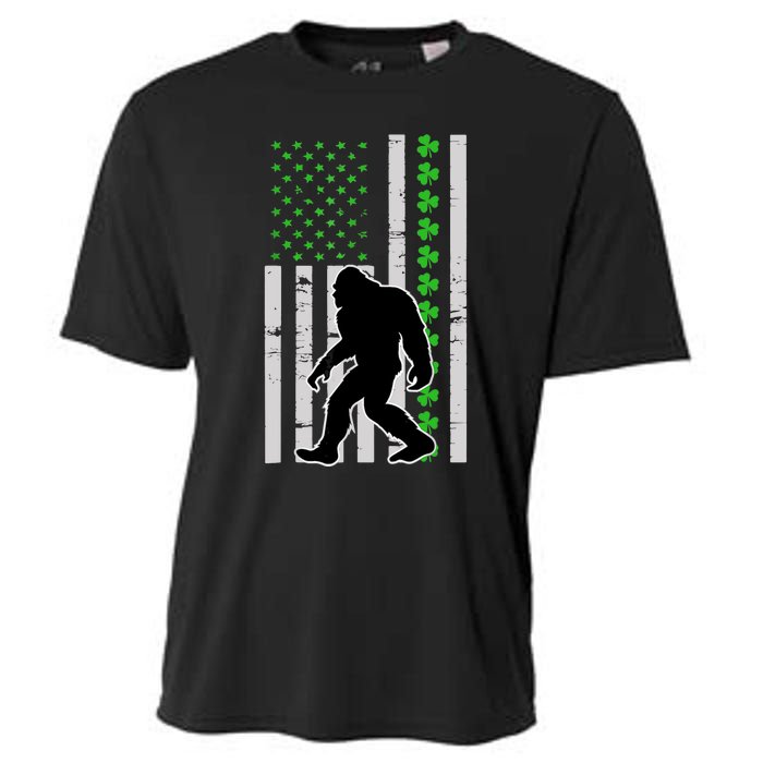 Bigfoot Irish St Patricks Day USA Flag Boy Sasquatch Cooling Performance Crew T-Shirt