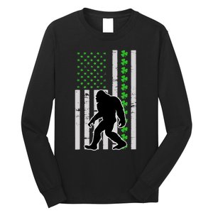 Bigfoot Irish St Patricks Day USA Flag Boy Sasquatch Long Sleeve Shirt