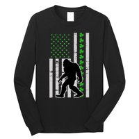 Bigfoot Irish St Patricks Day USA Flag Boy Sasquatch Long Sleeve Shirt