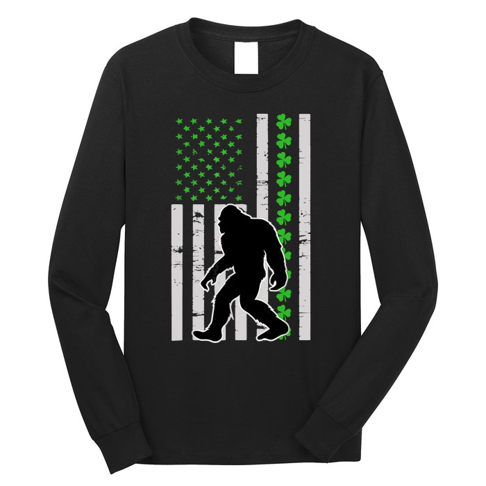 Bigfoot Irish St Patricks Day USA Flag Boy Sasquatch Long Sleeve Shirt