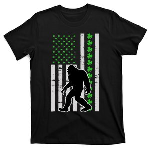 Bigfoot Irish St Patricks Day USA Flag Boy Sasquatch T-Shirt