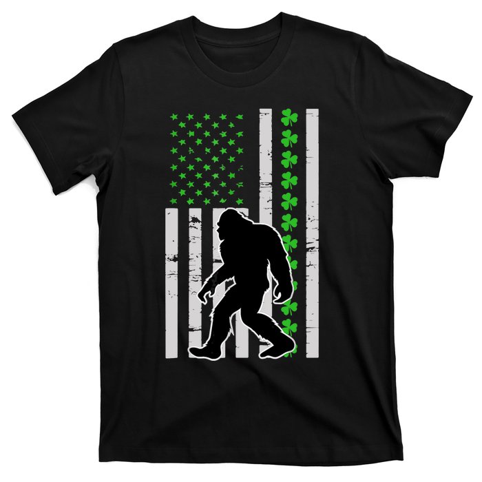 Bigfoot Irish St Patricks Day USA Flag Boy Sasquatch T-Shirt