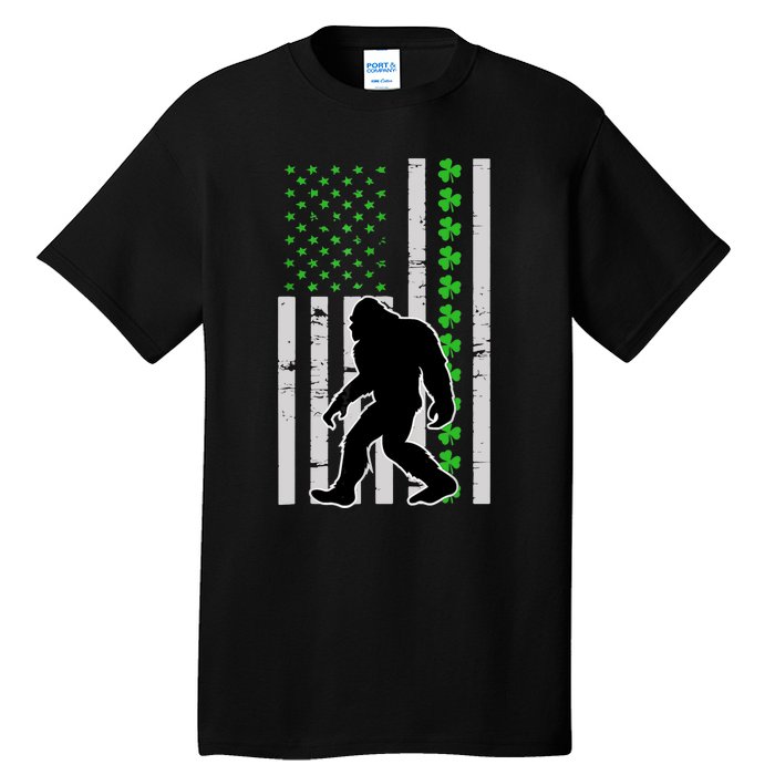 Bigfoot Irish St Patricks Day USA Flag Boy Sasquatch Tall T-Shirt