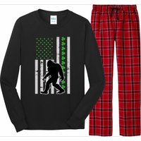 Bigfoot Irish St Patricks Day USA Flag Boy Sasquatch Long Sleeve Pajama Set