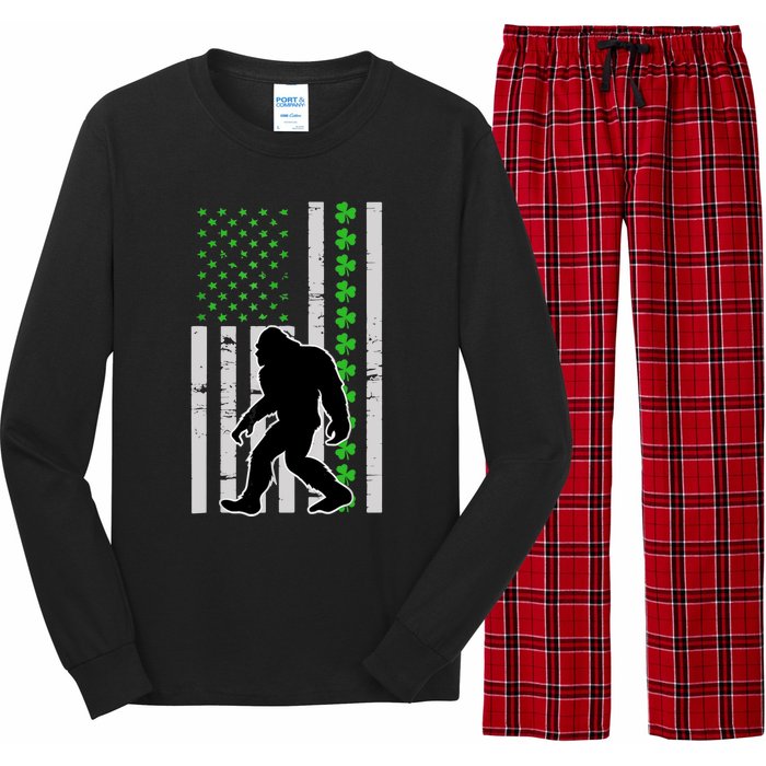 Bigfoot Irish St Patricks Day USA Flag Boy Sasquatch Long Sleeve Pajama Set