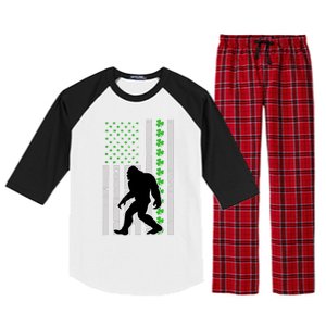 Bigfoot Irish St Patricks Day USA Flag Boy Sasquatch Raglan Sleeve Pajama Set