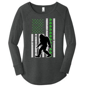 Bigfoot Irish St Patricks Day USA Flag Boy Sasquatch Women's Perfect Tri Tunic Long Sleeve Shirt