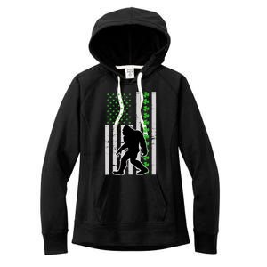 Bigfoot Irish St Patricks Day USA Flag Boy Sasquatch Women's Fleece Hoodie