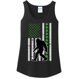 Bigfoot Irish St Patricks Day USA Flag Boy Sasquatch Ladies Essential Tank