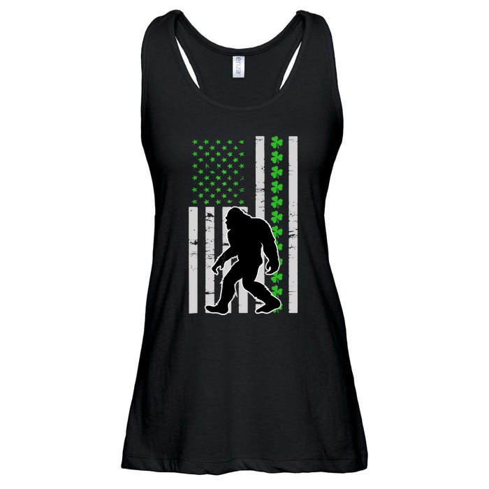 Bigfoot Irish St Patricks Day USA Flag Boy Sasquatch Ladies Essential Flowy Tank