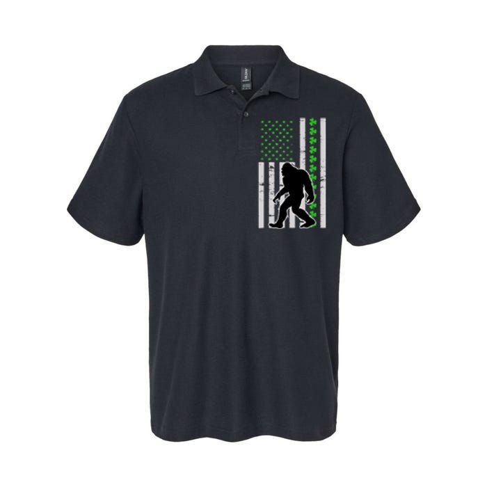 Bigfoot Irish St Patricks Day USA Flag Boy Sasquatch Softstyle Adult Sport Polo