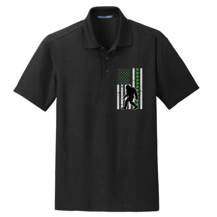 Bigfoot Irish St Patricks Day USA Flag Boy Sasquatch Dry Zone Grid Polo