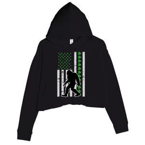 Bigfoot Irish St Patricks Day USA Flag Boy Sasquatch Crop Fleece Hoodie