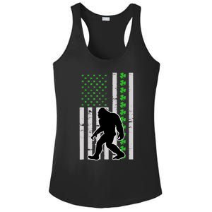 Bigfoot Irish St Patricks Day USA Flag Boy Sasquatch Ladies PosiCharge Competitor Racerback Tank