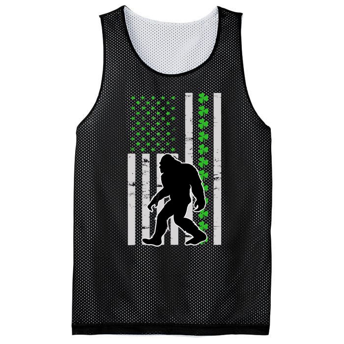 Bigfoot Irish St Patricks Day USA Flag Boy Sasquatch Mesh Reversible Basketball Jersey Tank