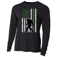 Bigfoot Irish St Patricks Day USA Flag Boy Sasquatch Cooling Performance Long Sleeve Crew