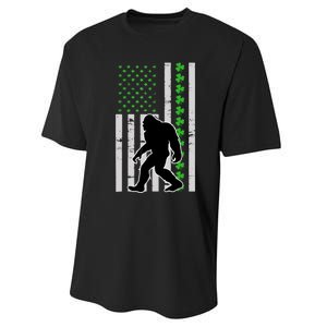 Bigfoot Irish St Patricks Day USA Flag Boy Sasquatch Performance Sprint T-Shirt